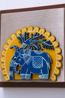 3D Gaja 7x7 Madhubani Handpainted Decorative Wall Frame
