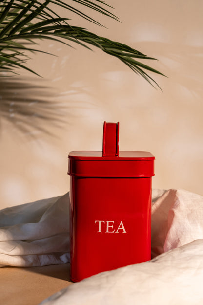 Red Aluminum Tea Box
