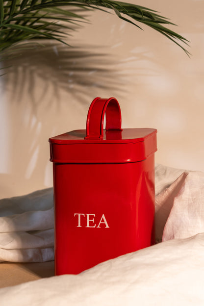 Red Aluminum Tea Box