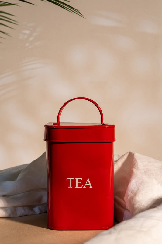 Red Aluminum Tea Box
