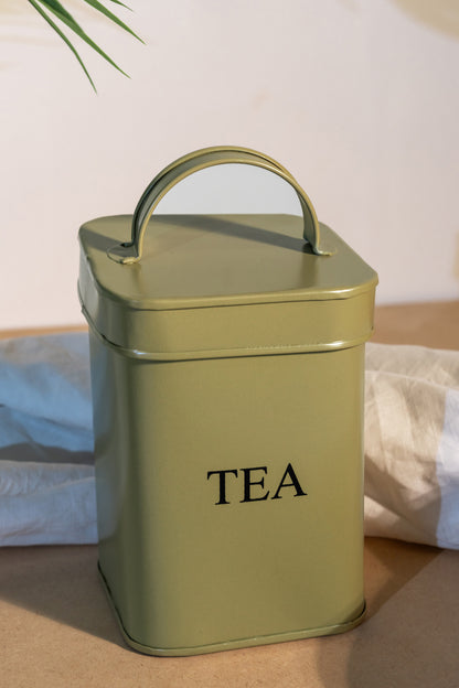 Olive Green Aluminum Tea Box