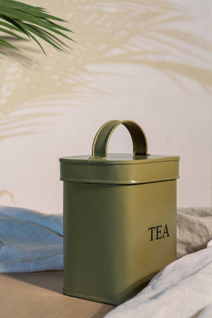 Olive Green Aluminum Tea Box