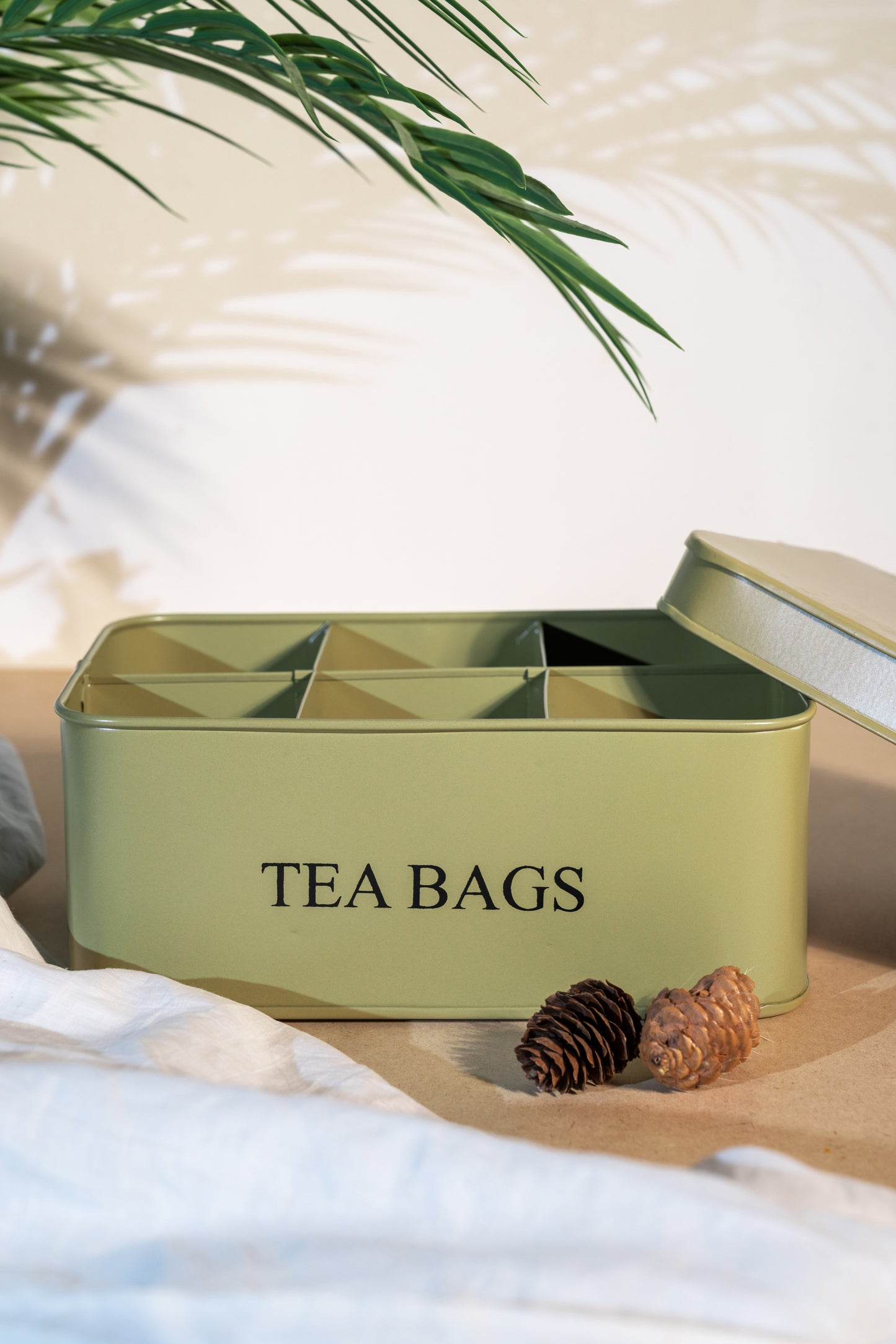 Olive Green Aluminium Casted Tea Bags Box