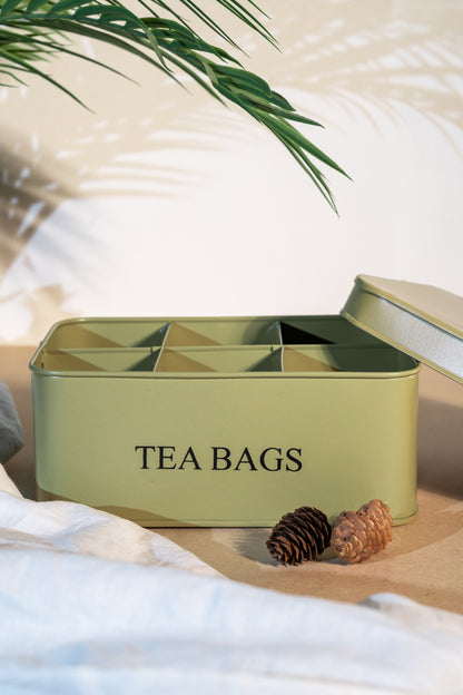 Olive Green Aluminium Casted Tea Bags Box