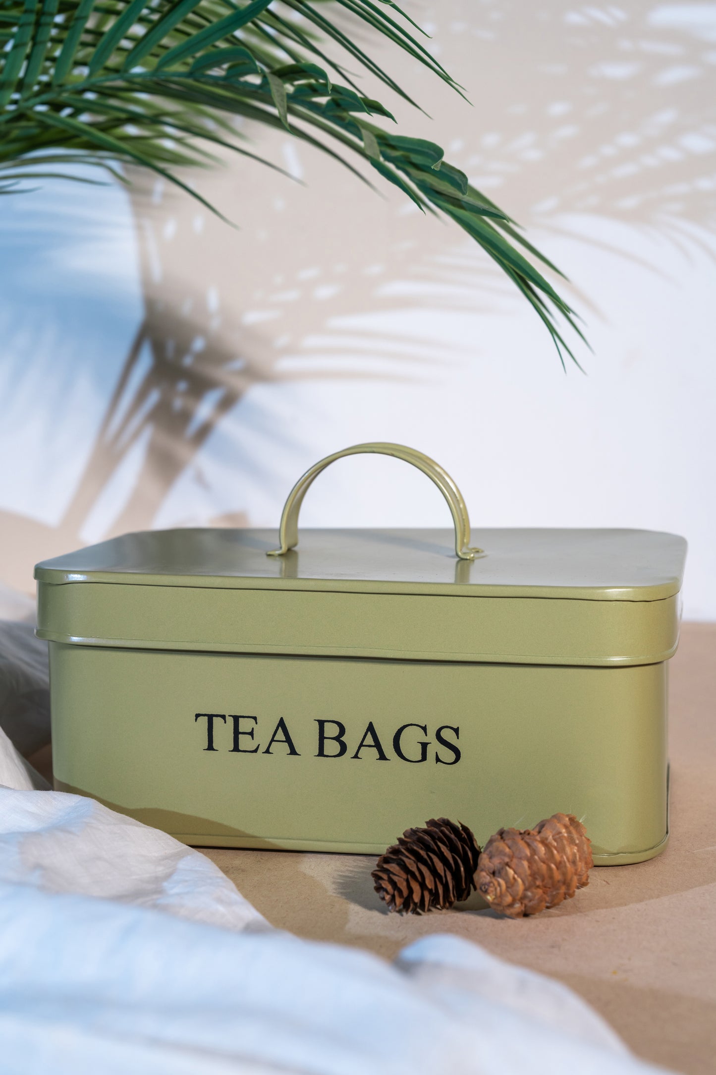 Olive Green Aluminium Casted Tea Bags Box