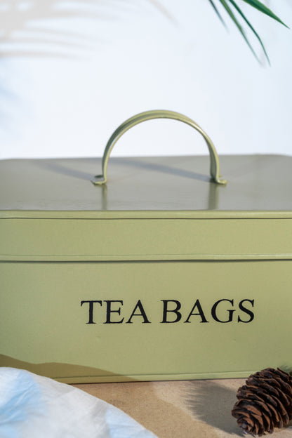 Olive Green Aluminium Casted Tea Bags Box