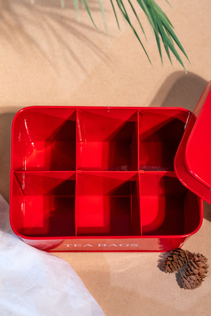 Red Aluminium Casted Tea Bags Box