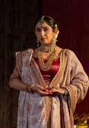 Ivory White Bandhani Saree with Intricate Aari Work