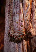 Ivory White Bandhani Saree with Intricate Aari Work