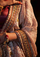 Ivory White Bandhani Saree with Intricate Aari Work