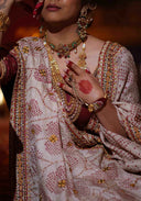 Ivory White Bandhani Saree with Intricate Aari Work