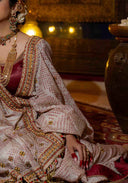 Ivory White Bandhani Saree with Intricate Aari Work