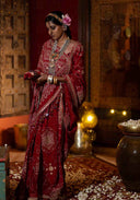 Crimson Red Chanderi Bandhani Saree | Craftroots