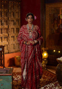 Crimson Red Chanderi Bandhani Saree | Craftroots