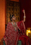 Crimson Red Chanderi Bandhani Saree | Craftroots