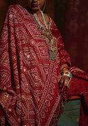 Crimson Red Chanderi Bandhani Saree | Craftroots