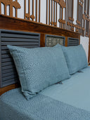 Sky Blue Block Print Bedsheet Set