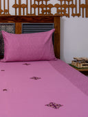Pink Aari Block Print Bedsheet Set