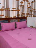 Pink Aari Block Print Bedsheet Set
