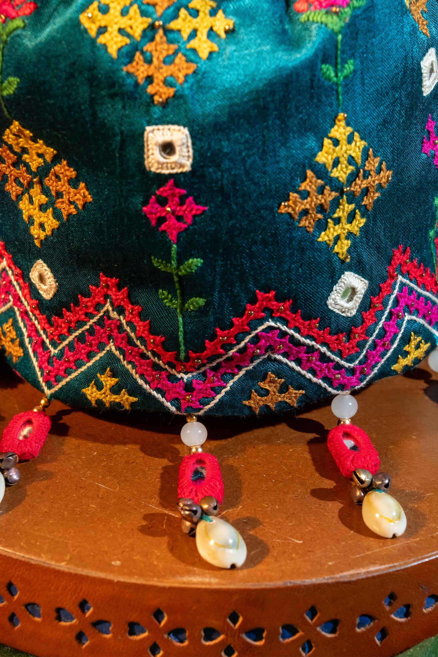 Mint Flower Rabari Ivory Potli