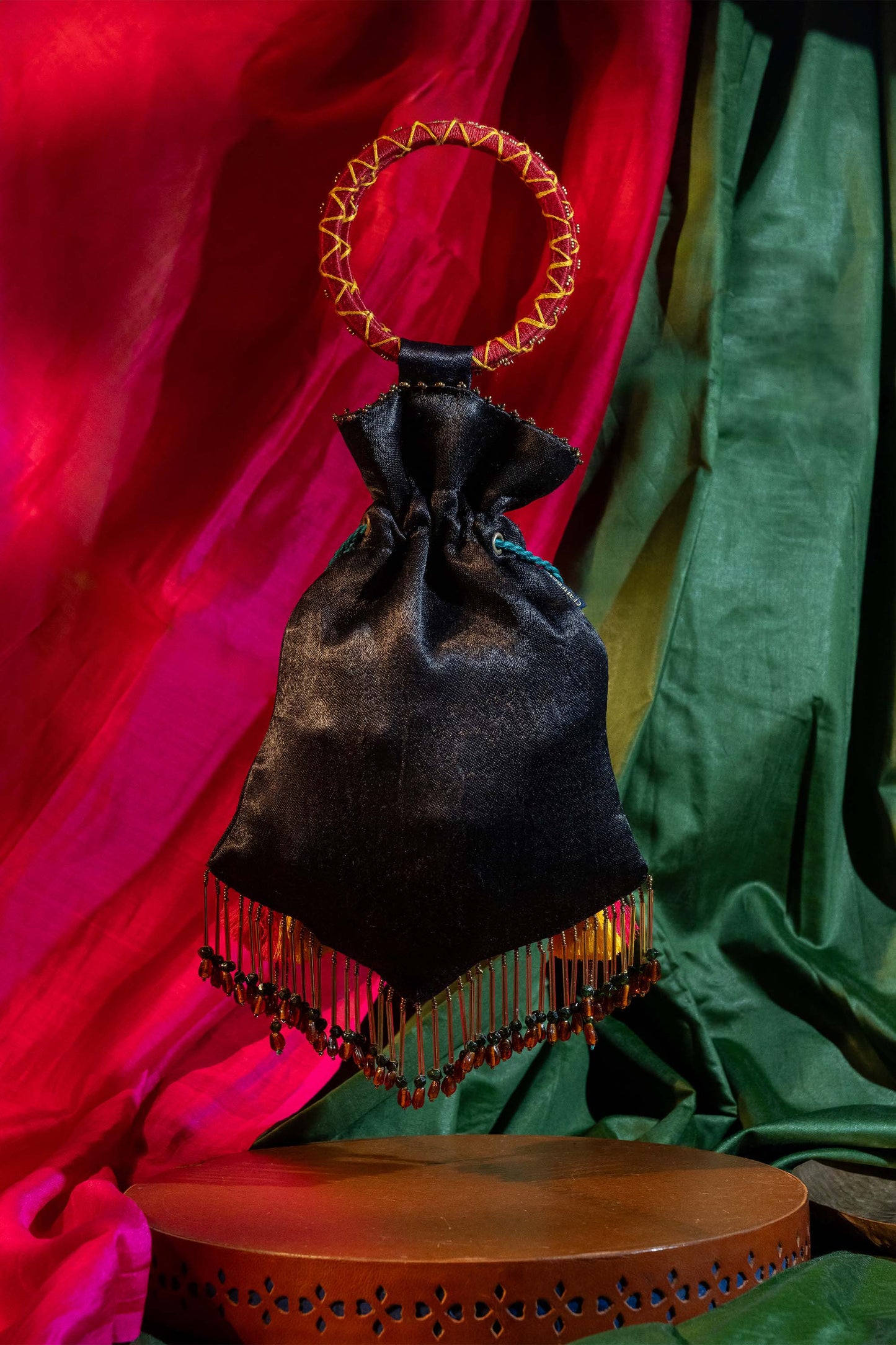 Black Kutchi Aari Pentagon Potli
