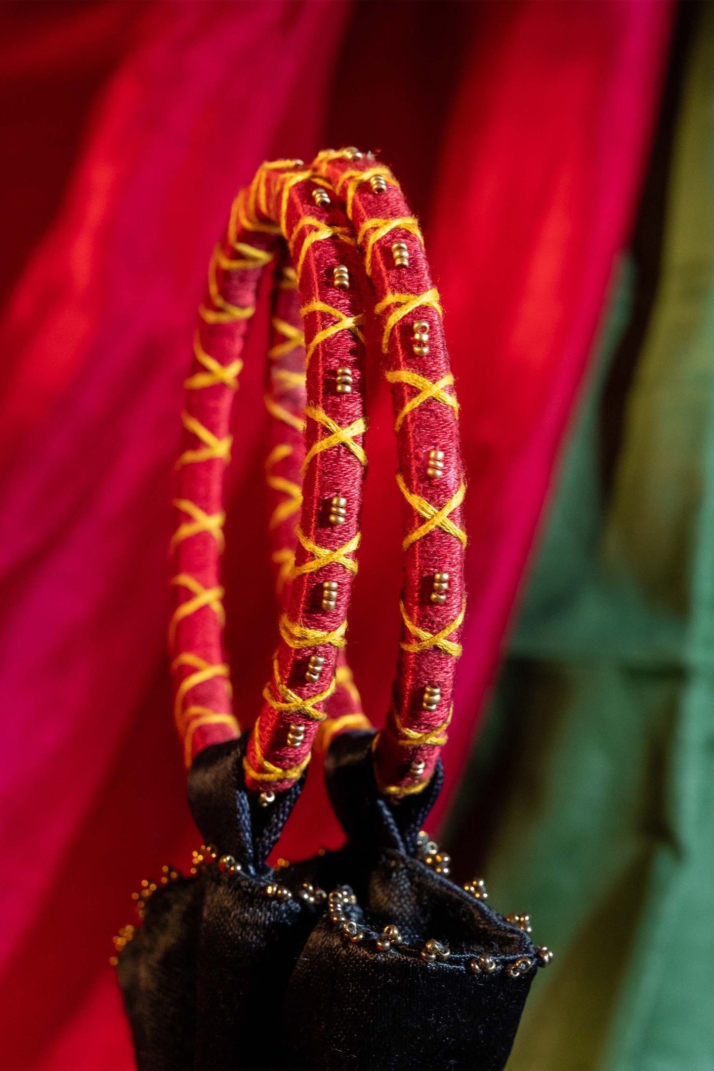 Black Kutchi Aari Pentagon Potli