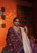 Purple Tussar Silk Bandhani Saree with Sadu Bharat Zardosi & Tassels