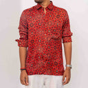 Red Modal Ajrakh Men's Full Sleeve Shirt | Craftroots