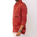 Red Modal Ajrakh Men's Full Sleeve Shirt | Craftroots