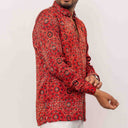 Red Modal Ajrakh Men's Full Sleeve Shirt | Craftroots