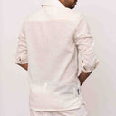 White Khadi Cotton Men's Full Sleeve Shirt with Faat Work | Craftroots