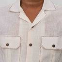 White Khadi Cotton Men's Full Sleeve Shirt with Faat Work | Craftroots