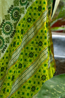 Craftroots Handcrafted Lemon Green Chanderi Saree with Rabari Work and Tassels