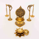 Brass Pooja Trio – Diya, Deepak & Dhoopdaani | Craftroots