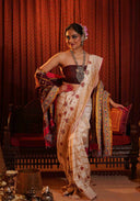 Royal Purple Mulberry Silk Gharchola Saree with Hand Aari Work
