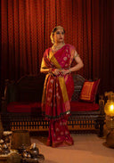 Blush Pink Mulberry Silk Gharchola Saree with Hand Aari Work