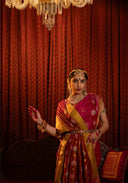 Blush Pink Mulberry Silk Gharchola Saree with Hand Aari Work