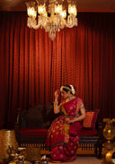 Blush Pink Mulberry Silk Gharchola Saree with Hand Aari Work