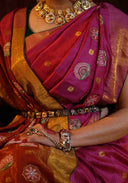 Blush Pink Mulberry Silk Gharchola Saree with Hand Aari Work