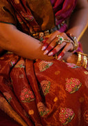 Blush Pink Mulberry Silk Gharchola Saree with Hand Aari Work
