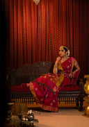 Blush Pink Mulberry Silk Gharchola Saree with Hand Aari Work