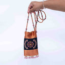 Brown Rabari Butta Mobile Pouch | Handcrafted Rabari Work