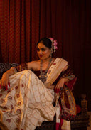 Royal Purple Mulberry Silk Gharchola Saree with Hand Aari Work