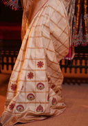 Royal Purple Mulberry Silk Gharchola Saree with Hand Aari Work