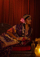 Dark Maroon Mulberry Silk Gharchola Saree with Intricate Khatwork