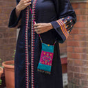 Mint Rabari Work Mobile Pouch | Handcrafted Rabari Work