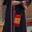 Red Wave Rabari Mobile Pouch | Handcrafted Rabari Work