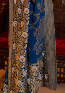 Royal Blue Bandhani Brocade Georgette Saree with Pitta Tikki & Bead Work
