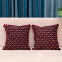 Black Slub Silk Geometrical Aari Work Cushion Cover 16x16 | Craftroots