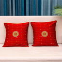 Rust Cotton Hand Work Cushion Cover 16x16 with Traditional Embroidery | Craftroots